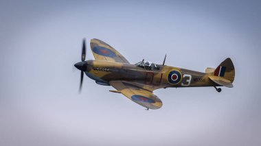 Old Warden, UK - 3rd July 2022: An iconic vintage Spitfire fighter aircraft seen in operation