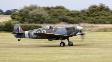 Old Warden, UK - 3rd July 2022: An iconic vintage Spitfire fighter aircraft seen in operation