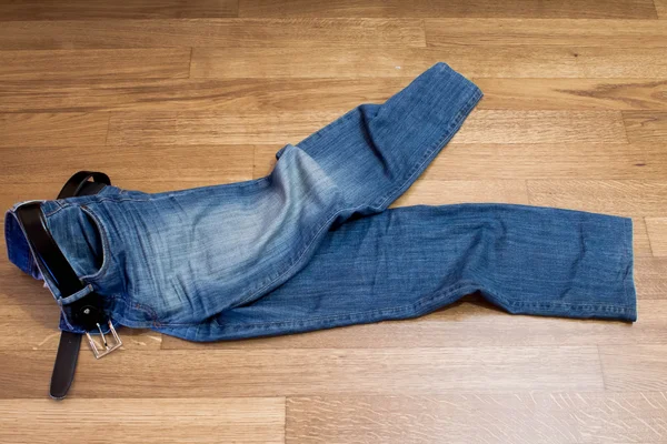 Calça Jeans Azul Parquet — Fotografia de Stock