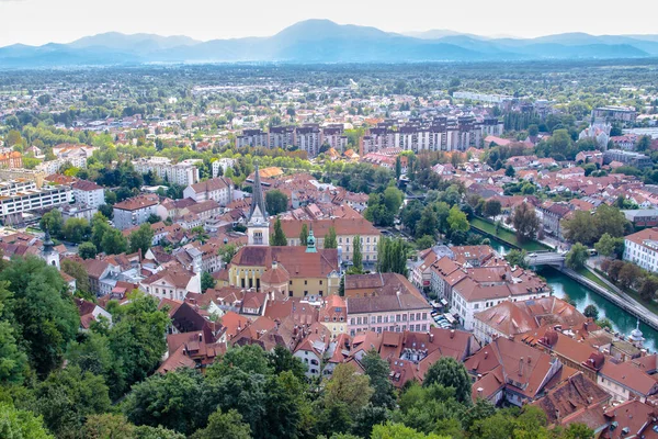 Slovenya Nın Başkenti Ljubljana Nın Havadan Görünüşü Avrupa — Stok fotoğraf