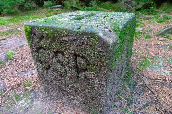 Boundary stone on the former Czechoslovak border — Stock Photo, Image