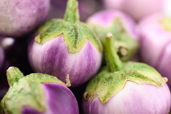 Close Fresh Organic Thai Purple Eggplant Texture Background — Stock Photo, Image