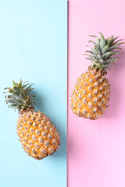 Vers Ananas Fruit Pastelkleurige Achtergrond Tropisch Fruit — Stockfoto