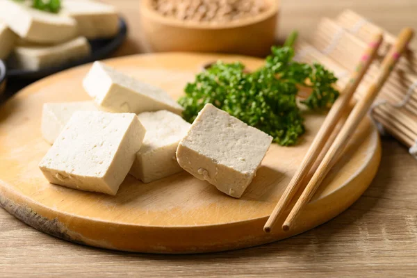 Tofu Fatiado Ingredientes Alimentares Vegan Cozinha Asiática Base Plantas — Fotografia de Stock