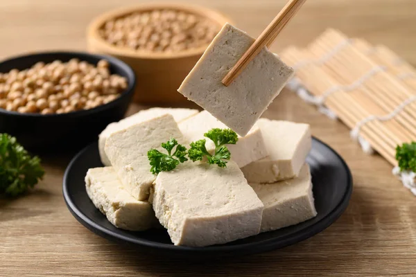 Tofu Caseiro Com Pauzinhos Vegan Ingredientes Alimentares Cozinha Asiática Base — Fotografia de Stock