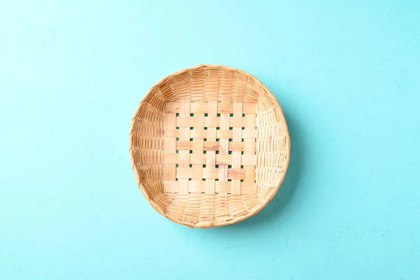 Handicraft Weaving Bamboo Basket Color Background Natural Product Eco Friendly — ストック写真