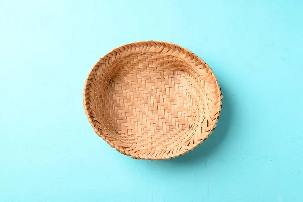 Handicraft Weaving Bamboo Basket Color Background Natural Product Eco Friendly — Stockfoto