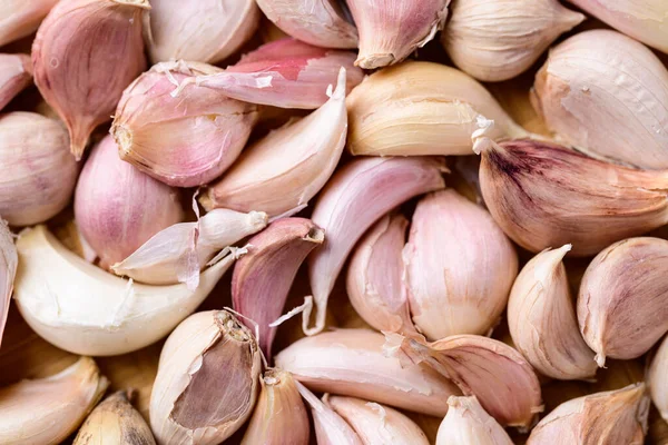 Close Gloves Garlic Texture Background Organic Food Ingredient — Stock Photo, Image