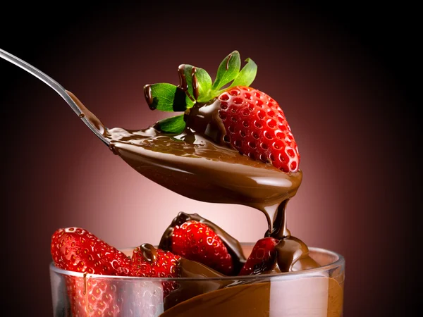 Fresas y chocolate — Foto de Stock