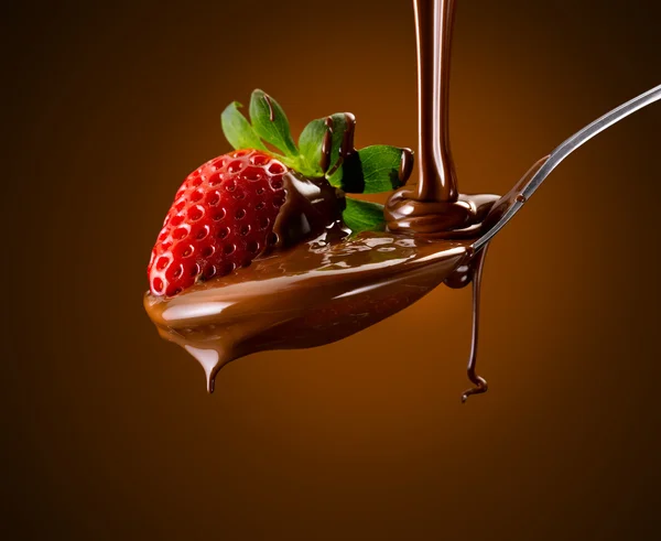 Strawberries and chocolate — Stock Photo, Image