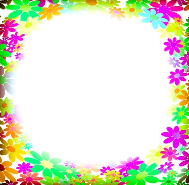 renkli çiçeklerle süslü çerçeve