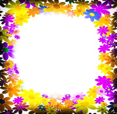 renkli çiçeklerle süslü çerçeve