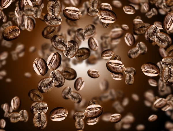 Létající kávová zrna — Stock fotografie