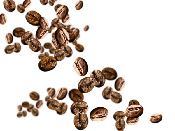 Flying coffee beans — Stock Photo, Image