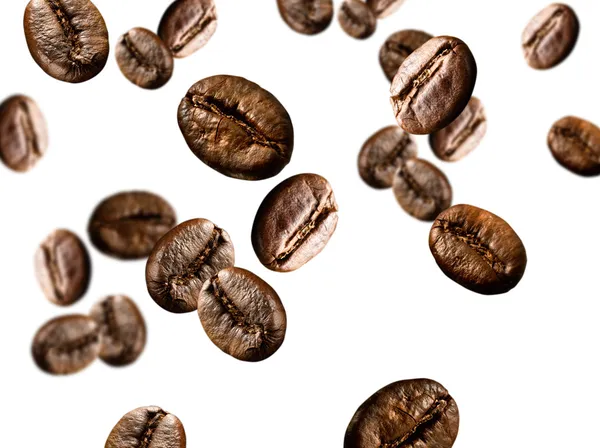 Flying coffee beans — Stock Photo, Image