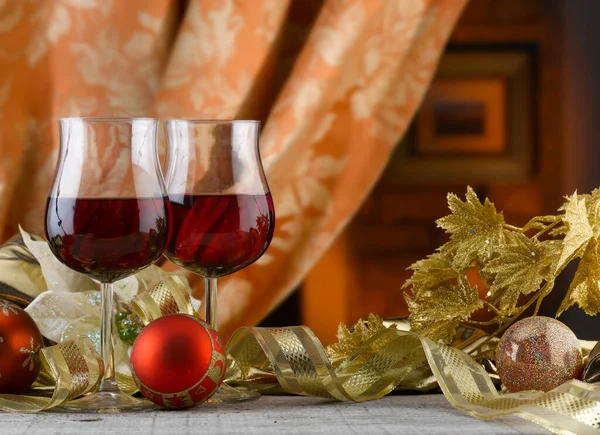 Natale Con Brindisi Famiglia Ambiente Caldo Decorato — Foto Stock
