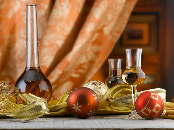 Natale Con Brindisi Famiglia Ambiente Caldo Decorato — Foto Stock