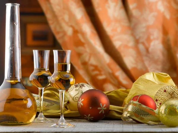 Natale Con Brindisi Famiglia Ambiente Caldo Decorato — Foto Stock