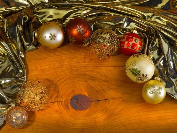 Perfecte Kerstsfeer Met Decoraties Kleuren Die Een Frame Vormen — Stockfoto