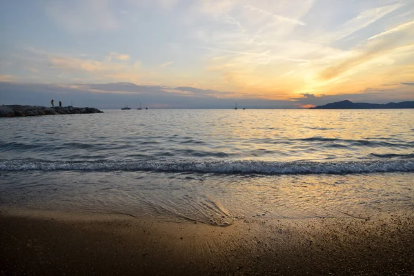 Incredible Lights Colors Romantic Sunset Sea Liguria — Stock fotografie