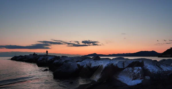 Incredible Lights Colors Romantic Sunset Sea Liguria — ストック写真