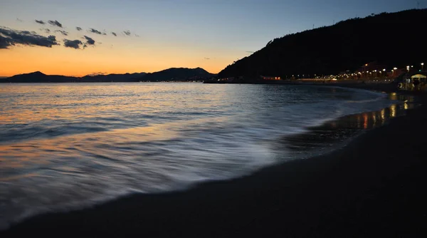 Incredible Lights Colors Romantic Sunset Sea Liguria — стокове фото