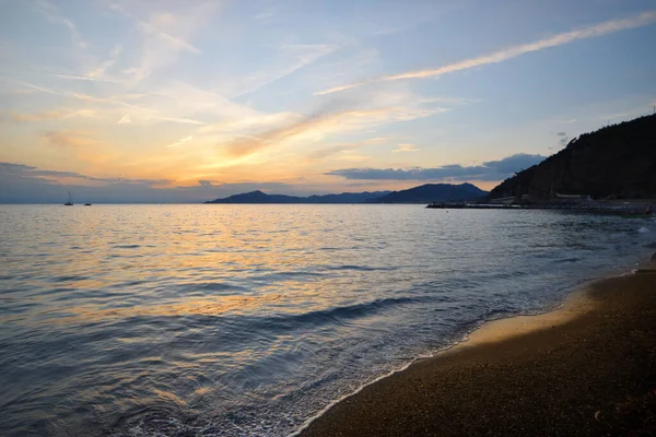 Incredible Lights Colors Romantic Sunset Sea Liguria — Stock fotografie