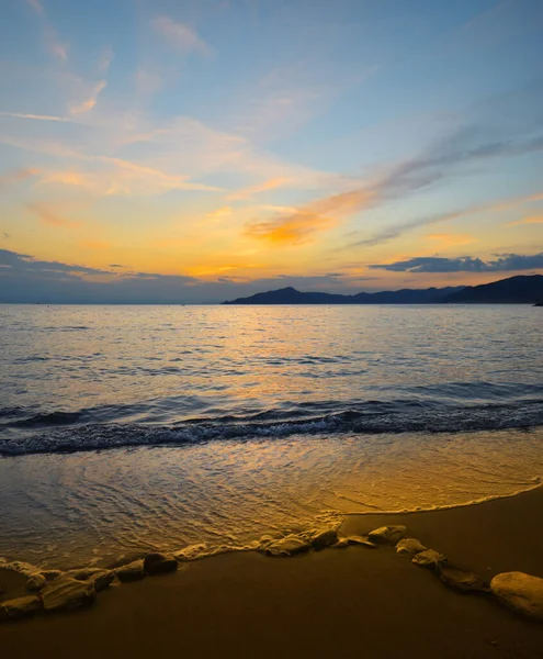 Beautiful Sunset Free Beach Sestri Levante Liguria — Stock fotografie