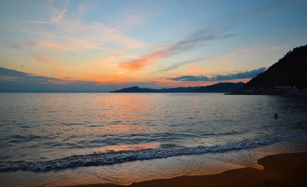 Liguria Daki Sestri Levante Plajında Güzel Bir Gün Batımı — Stok fotoğraf