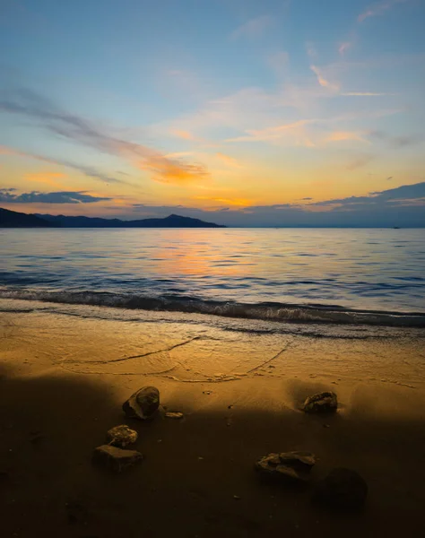 Beautiful Sunset Free Beach Sestri Levante Liguria — Stock fotografie