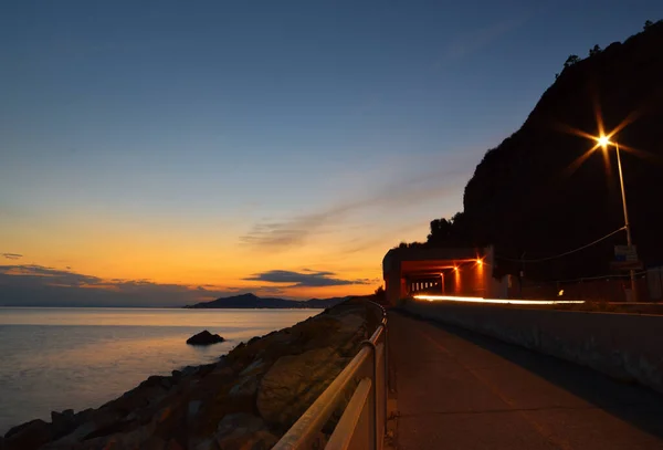 Beautiful Sunset Free Beach Sestri Levante Liguria — Fotografia de Stock