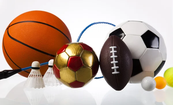 Sport equipment, set of balls, aileron — Stock Photo, Image