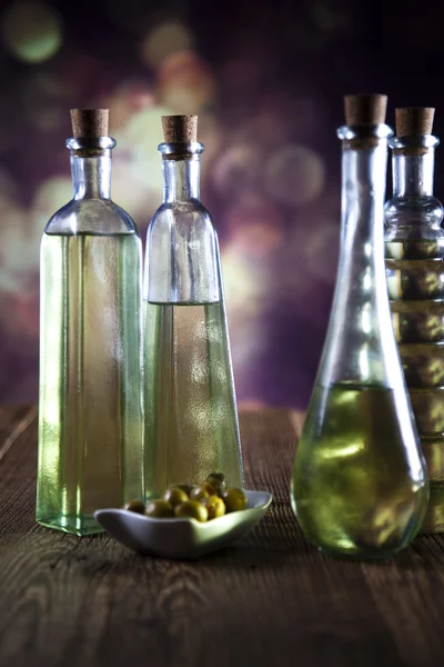 Collection of bottles of olive oil — Stock Photo, Image