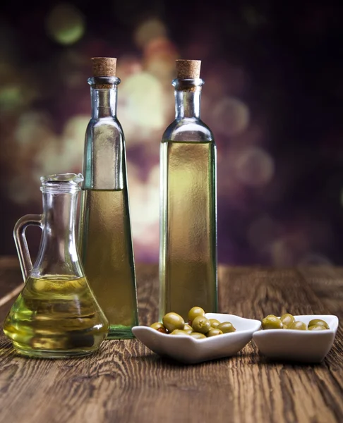 Collection of bottles of olive oil — Stock Photo, Image