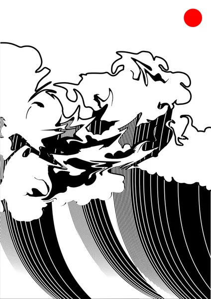 Black-and-white wave — Stock Vector