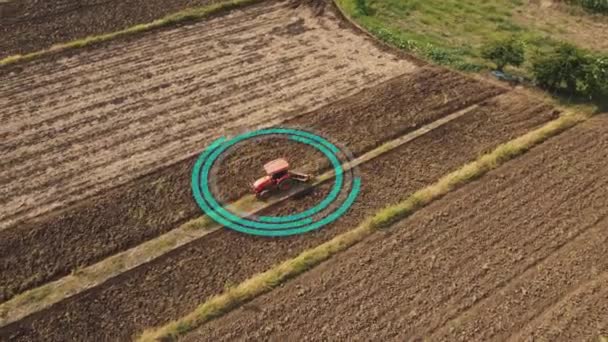 Aerial View Cultivated Farmlands Planting Tractor Preparing Soil New Crop — Stock videók