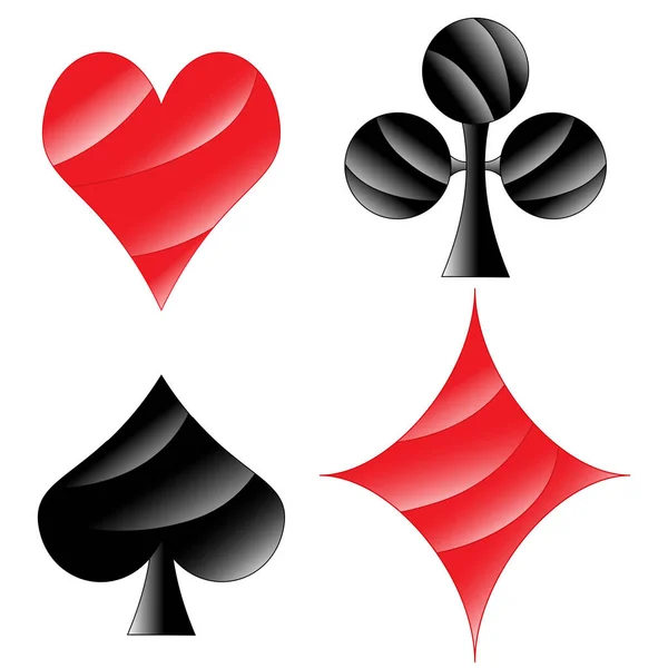 Playing Card Symbols Red Black — Stock Vector