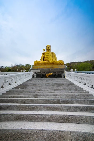 Вид Статую Золотого Будды Монастыре Чон Хонг Городе Вунгтау — стоковое фото