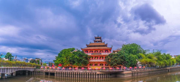 Crepúsculo Vista Phap Hoa Pagoda Cidade Chi Minh Vietnã Antigo — Fotografia de Stock