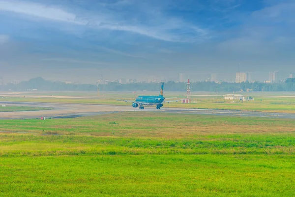 Cidade Chi Minh Vietnã Dez 2020 Vietnam Airlines Sobrevoa Áreas — Fotografia de Stock