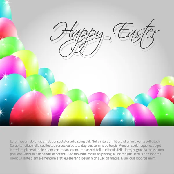 Happy Vector Easter Background with Colorful Eggs and place for your text — Stock Vector