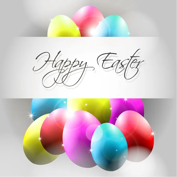 Happy Vector Background with Flying Colorful Eggs — Stock Vector