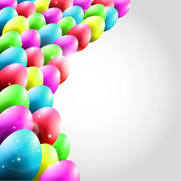 Renkli yumurta uçan ile mutlu vektör arka plan — Stok Vektör