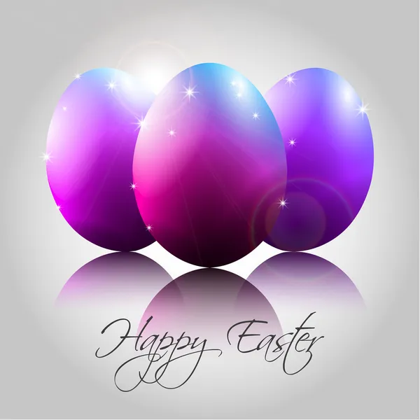 Vector Background with Happy Purple Eggs — Stock Vector