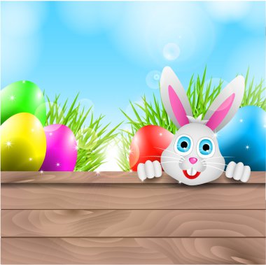 bunny ve renkli yumurta mutlu vektör Paskalya arka plan