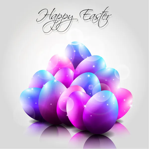 Happy Vector Background with Purple Eggs — Stock Vector