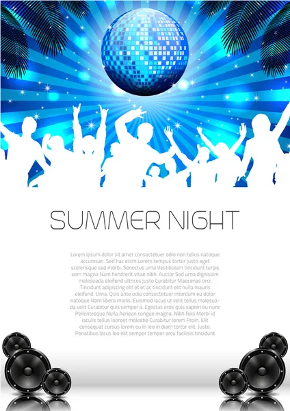 Summer Music Background with Discoball - Vector — Stock Vector