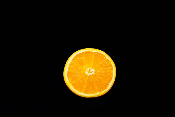 Sliced Orange Fruit Black Background — Stock Photo, Image