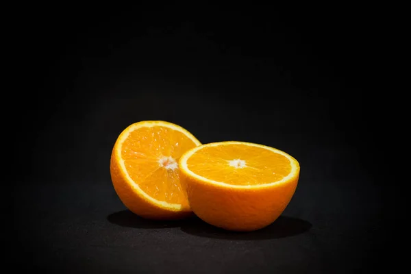 Sliced Orange Fruit Black Background — Stock Photo, Image