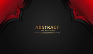 Lüks örtüşen katmanlar ve çizgi etkisi. Koyu arkaplanda gerçekçi yarım tonlu noktalar. vektör illüstrasyonu